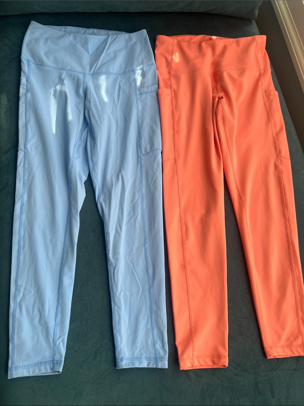 Women’s Performance Leggings - Light Blue & Coral. 2 for 1
